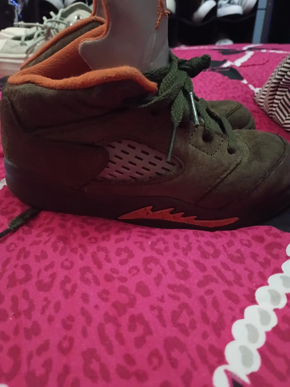 Jordan Kids Brown Suede Sneakers with Orange Accents